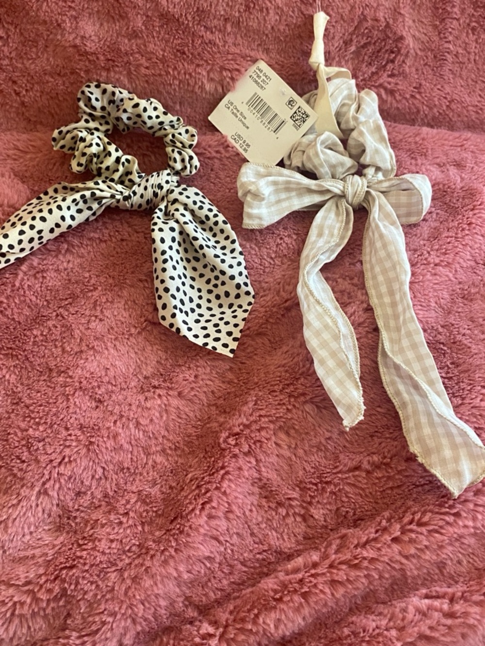 American Eagle Outfitters Kids Polka Dot Black & Cream Scrunchie Set with Bow